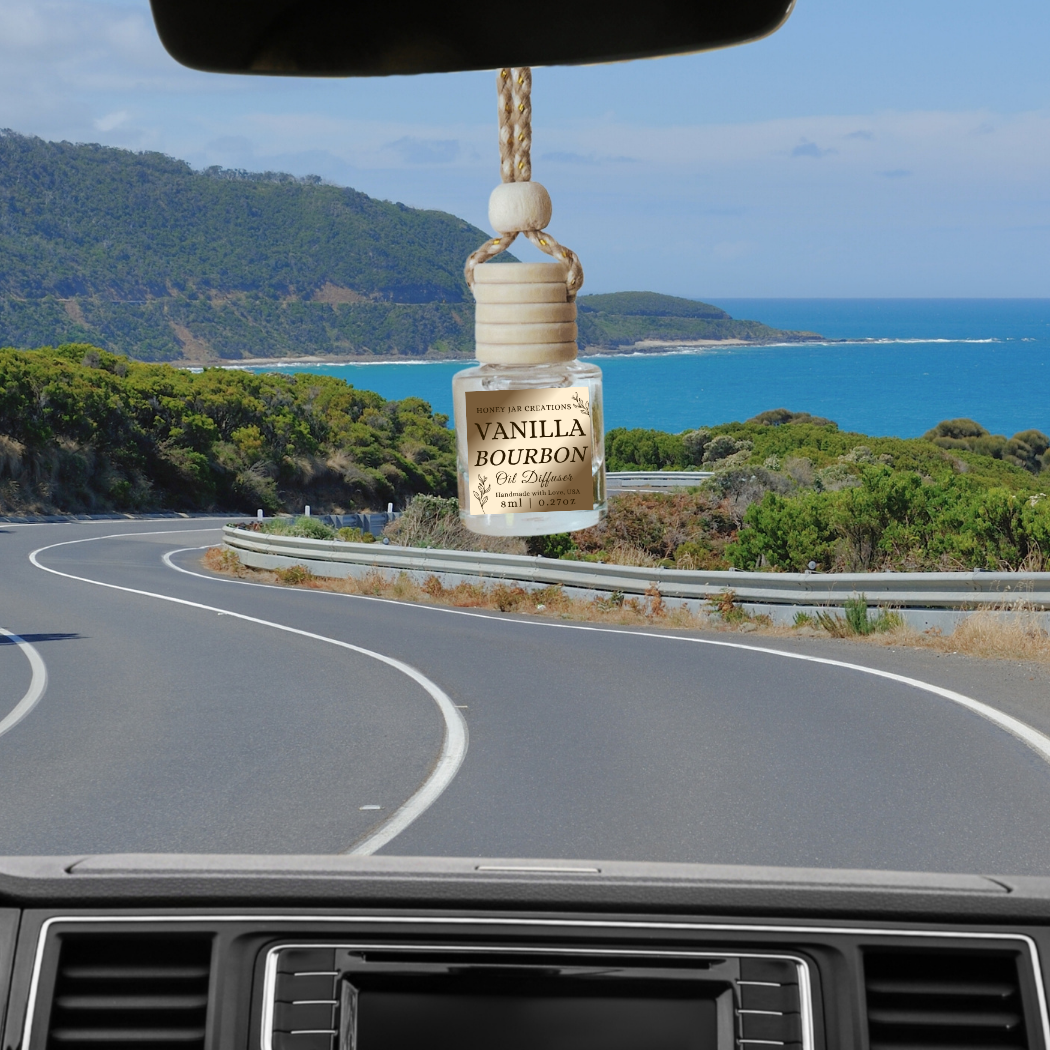 Hanging Car Diffusers | Vanilla Bourbon | Made in USA: Square Bottle