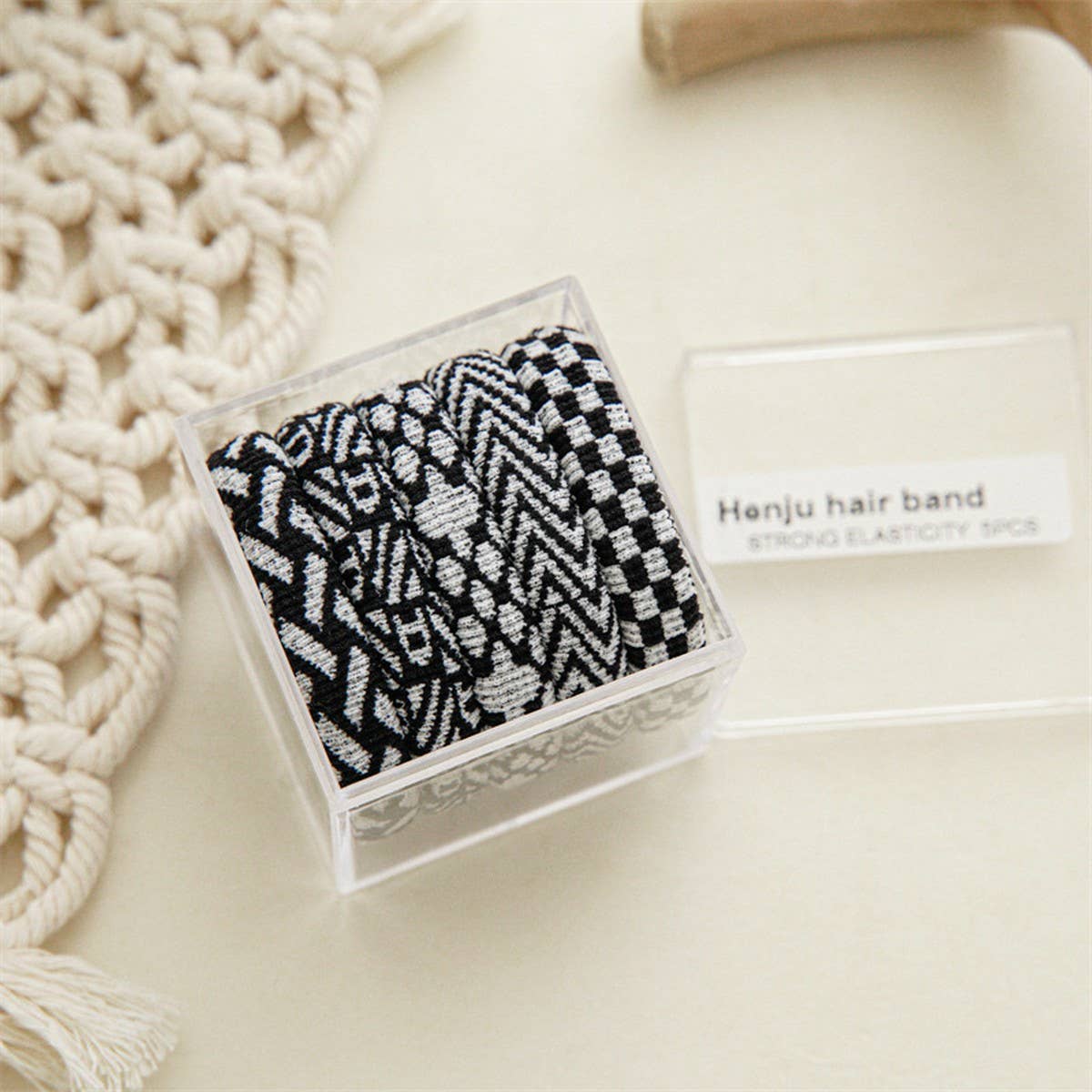 5-PIECE SET OF HIGH ELASTIC HAIR TIES_CWAHA1112: BLACKWHITE / (OS) 3