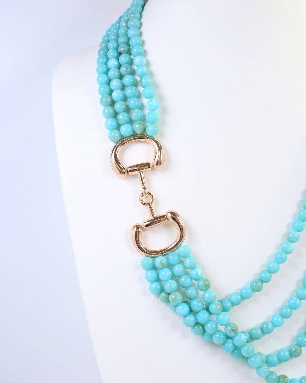 Braelyn Horsebit Beaded Layered Necklace Turquoise: Pre Order