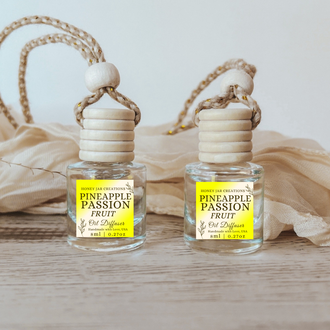 Hanging Car Diffusers | Pineapple Passionfruit | Made USA: Round Bottle