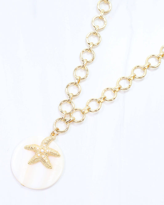 Sandra Shell and Starfish Charm Necklace Gold: Default