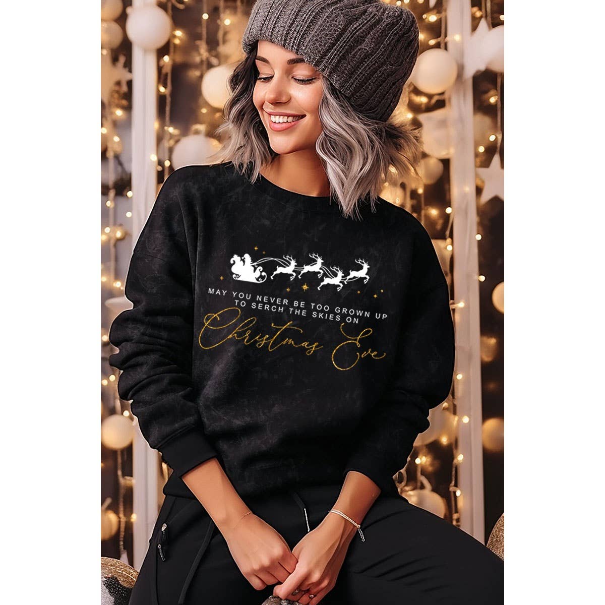 CHRISTMAS EVE MINERAL GRAPHIC SWEATWHIRTS: Mineral Black