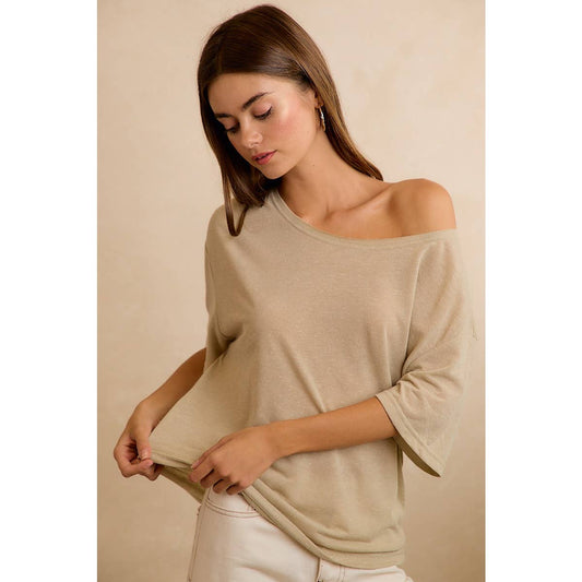 SOLID JERSEY RELAXED FIT SHORT SLEEVES POCKET TOP: LATTE / L