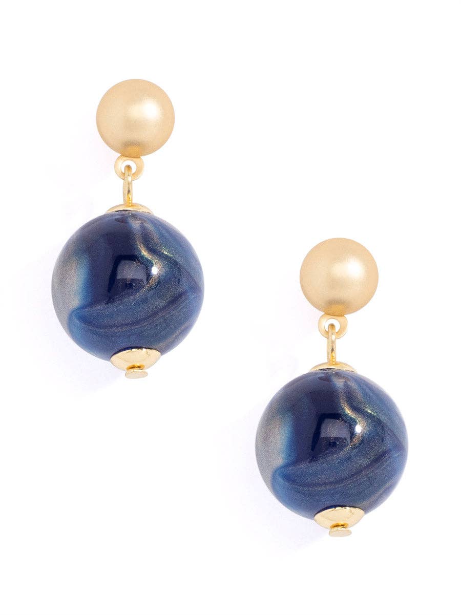 ZENZII  Iridescent Bead Drop Earring: NAVY