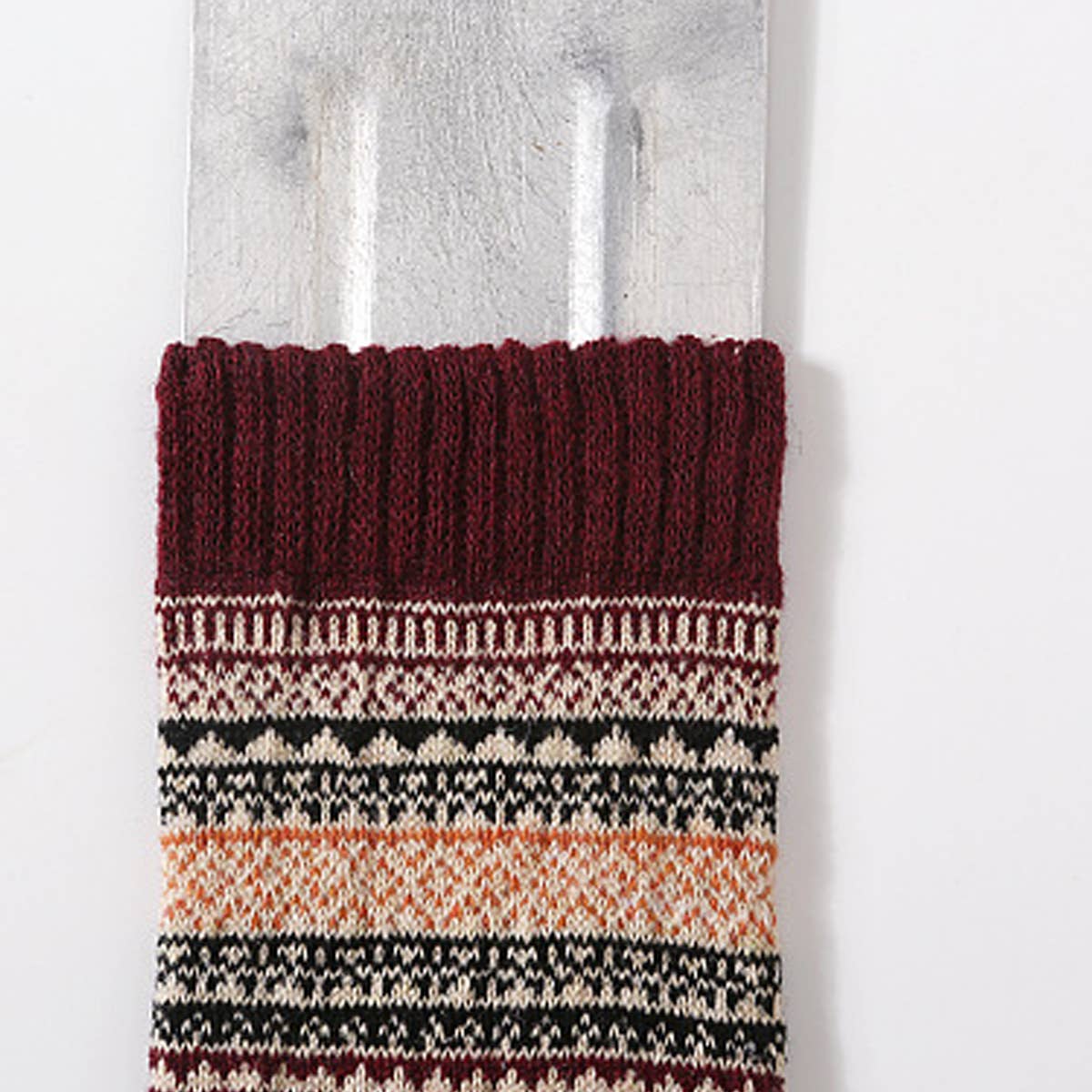 5 PAIRS OF ETHNIC STYLE SMALL DIAMOND WOOL SOCKS_CWMS0677: TYPE3 / (OS) 2