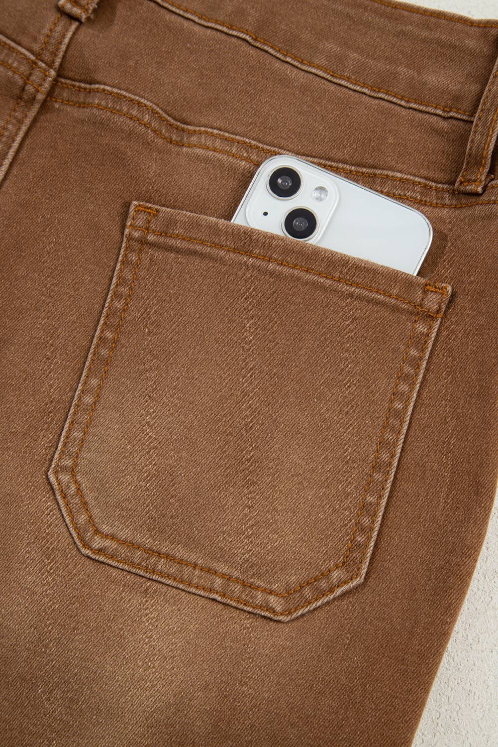 Ezra | Cropped High Rise Wide Leg Jeans: Brown