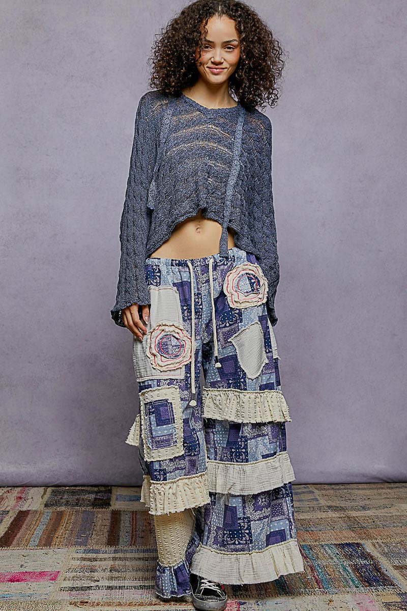 V-neck solid cropped thin sweater hoodie top SALE: CHARCOAL