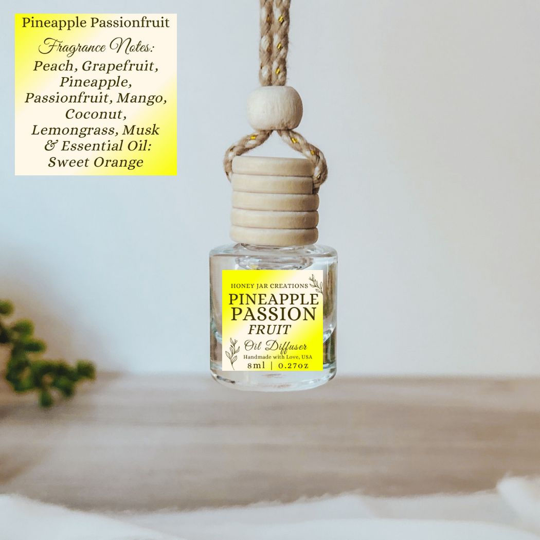 Hanging Car Diffusers | Pineapple Passionfruit | Made USA: Round Bottle