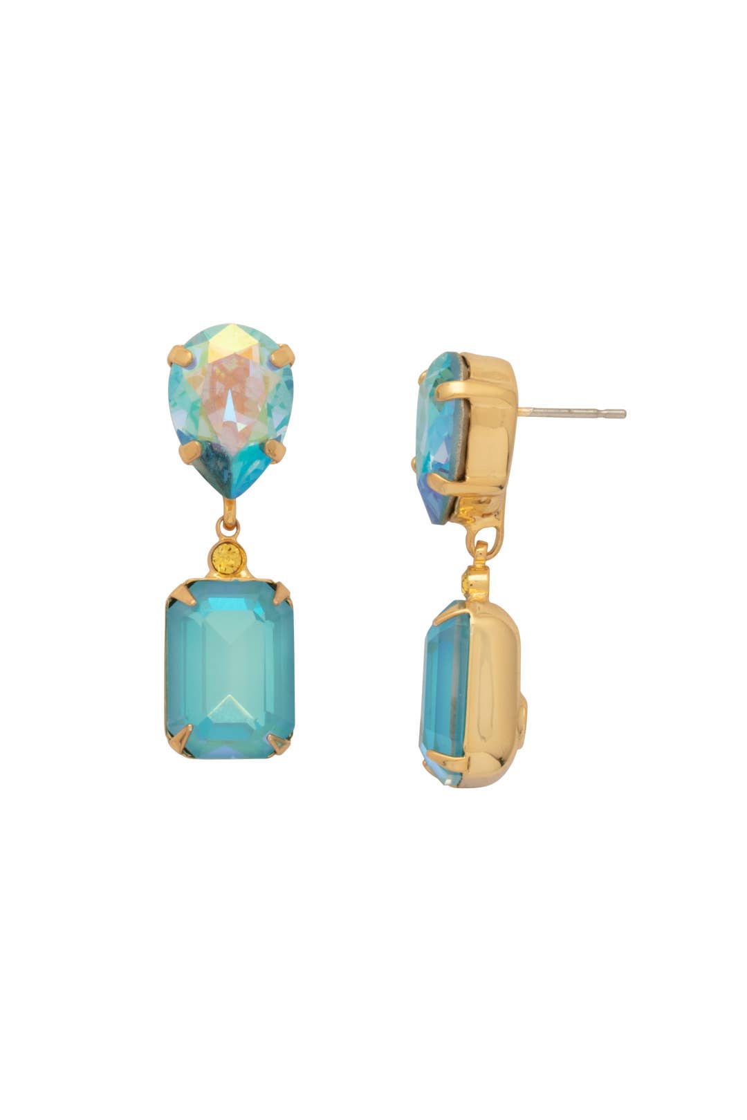 Emerald Pear Dangle Earrings - Pastel