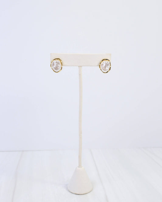 East Aurora Pearl Stud Earring Cream: pre Order est 6/12