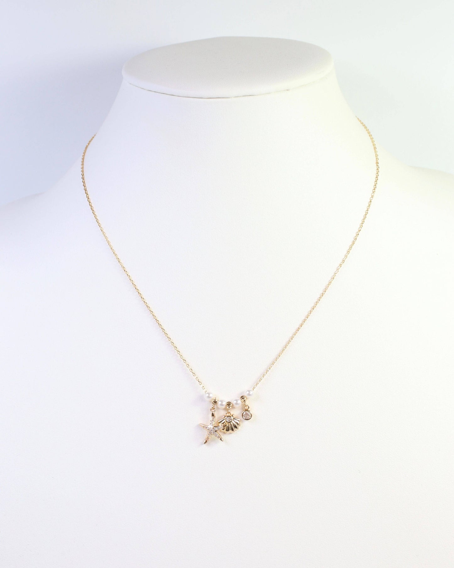 Whitman Starfish and Shell Charm Necklace Gold: Default