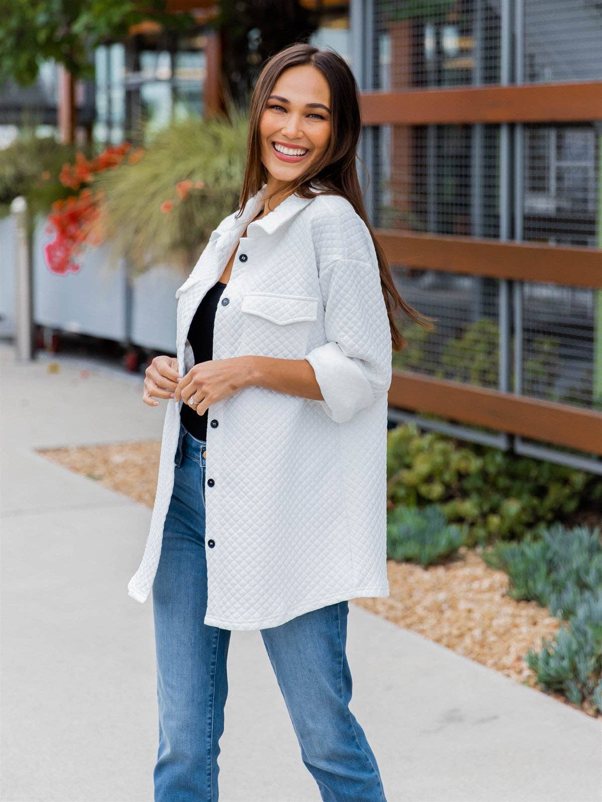 Quilted Shacket: Dark Red / Small