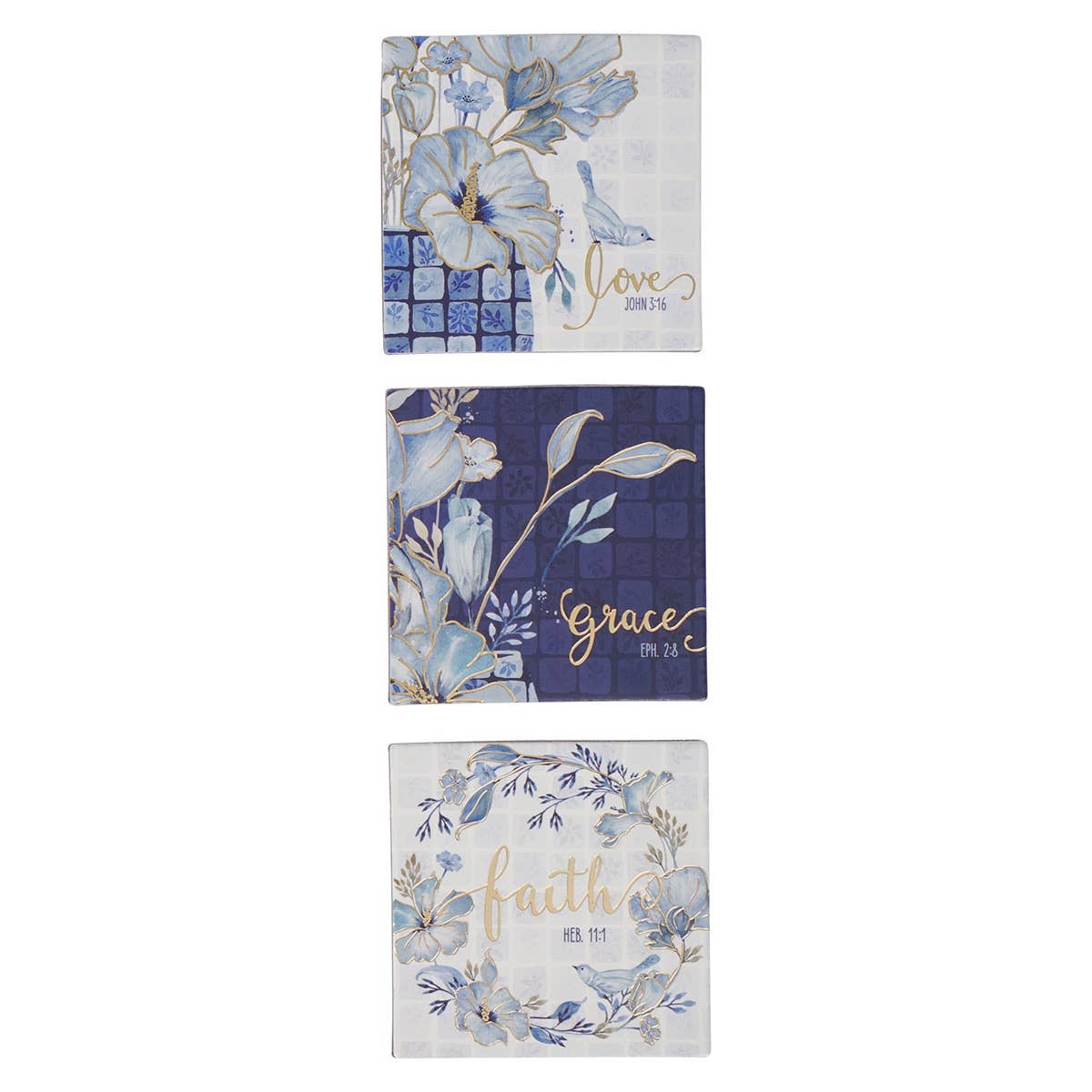 Magnet Set Blue Floral Love Grace Faith