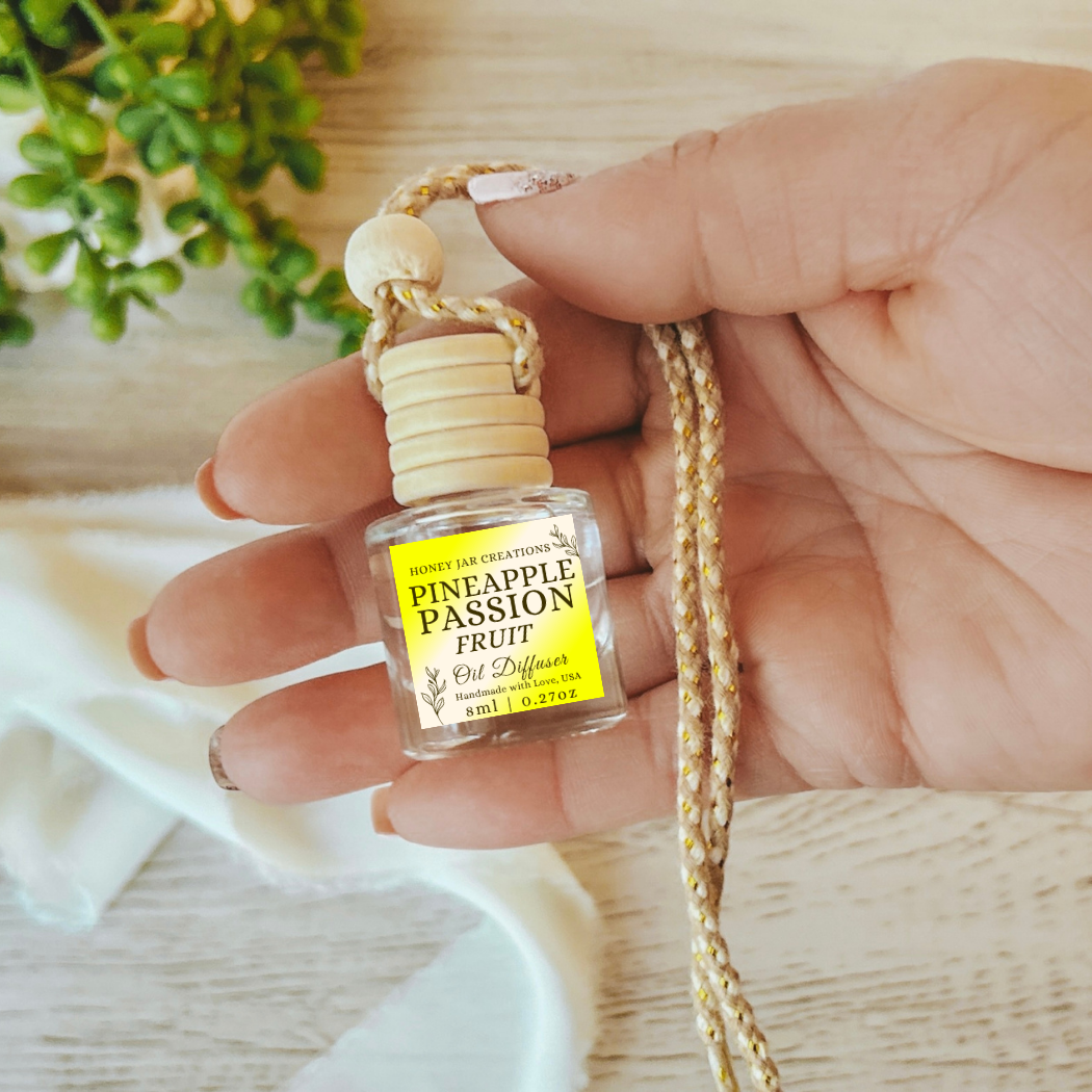 Hanging Car Diffusers | Pineapple Passionfruit | Made USA: Round Bottle