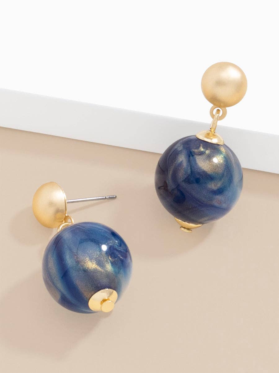ZENZII  Iridescent Bead Drop Earring: NAVY