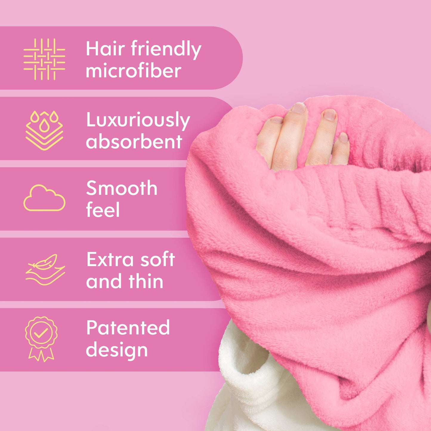 Microfiber Hair Towel - Luxurious Quick Dry: Silver
