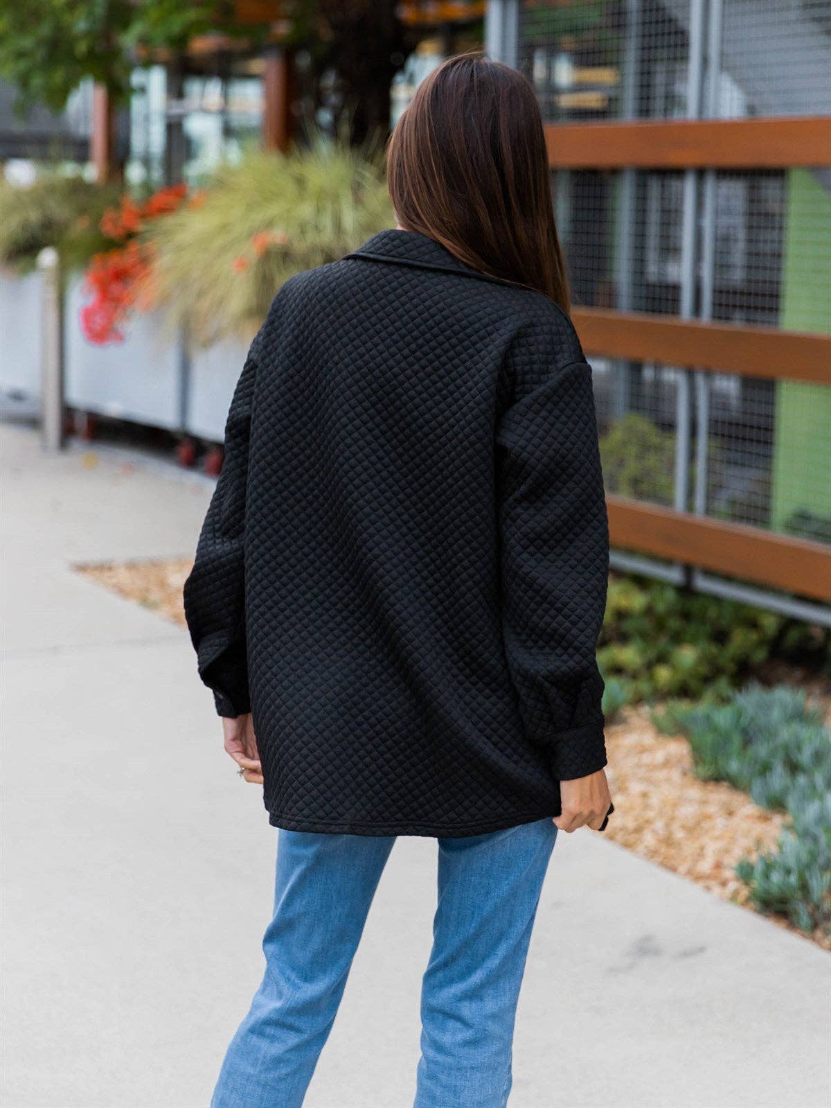 Quilted Shacket: Dark Red / Medium