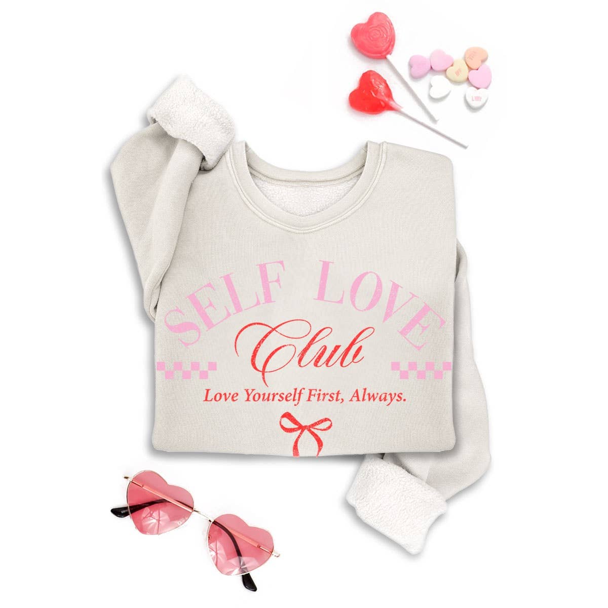 SELF LOVE CLUB MINERAL GRAPHIC SWEATSHIRTS: White / S-M-L-XL(1-2-2-1)