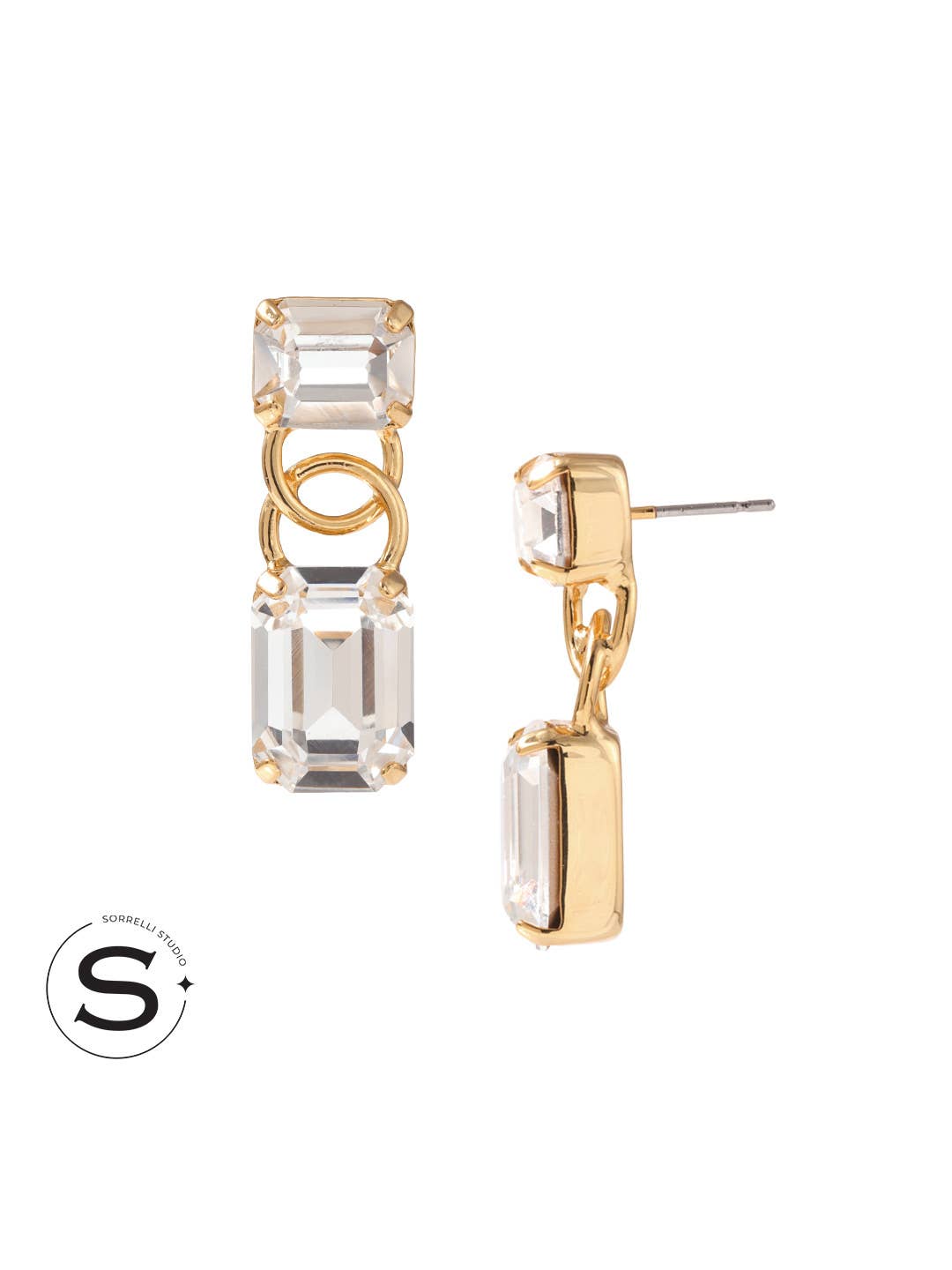 Studio Emerald-Cut Dangle Earrings -Clear
