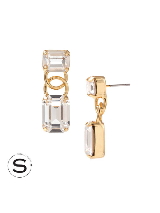 Studio Emerald-Cut Dangle Earrings -Clear