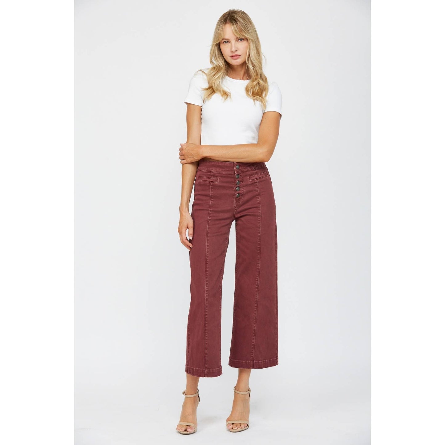 HIGH RISE WIDE CROP LEG: ROUX / 32