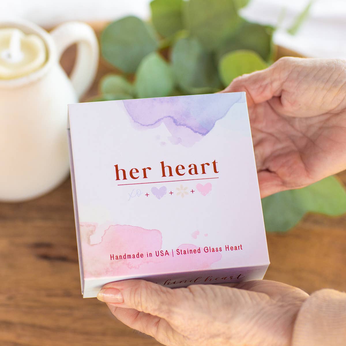 Her Heart for Grandma USA Handmade Stained Glass Heart 7902