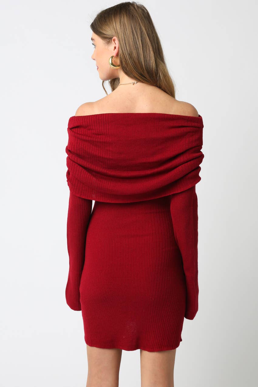 Rubi Knit Mini Dress: Burgundy / Contemporary / M