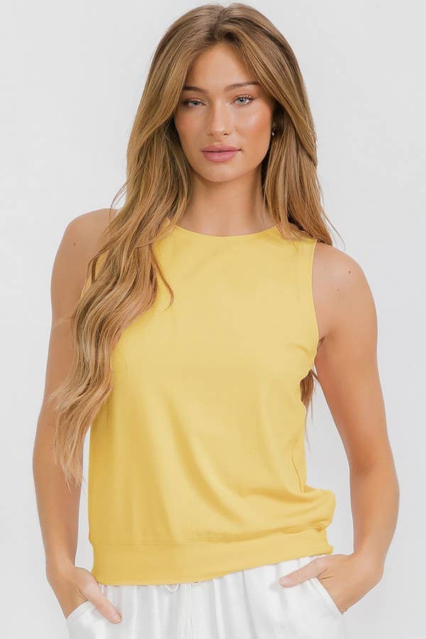 Women's Ribbed Viscose Crew Neck Loose Fit Tank: Powder Blue / M