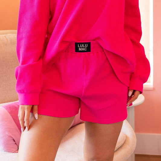 LM-WAFFLE SHORT-HOT PINK: HOT PINK