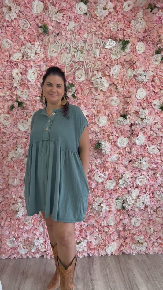 Sweet Nothings Baby Doll Dress - Teal